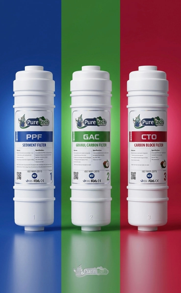 Puretech 3'lü Su Arıtma Filtre Seti ( PPF + GAC + CTO)